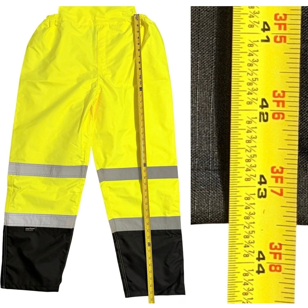 Pioneer Men's XL‎ Yellow Hi-Vis Safety Bib Pant 5405AU 300D Ripstop Waterproof - Picture 12 of 16